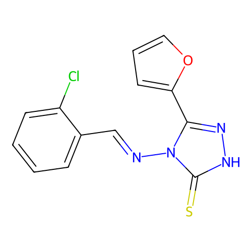 4-((2-Chlorobenzylidene)amino)-5-(2-furyl)-4H-1,2,4-triazole-3-thiol structure