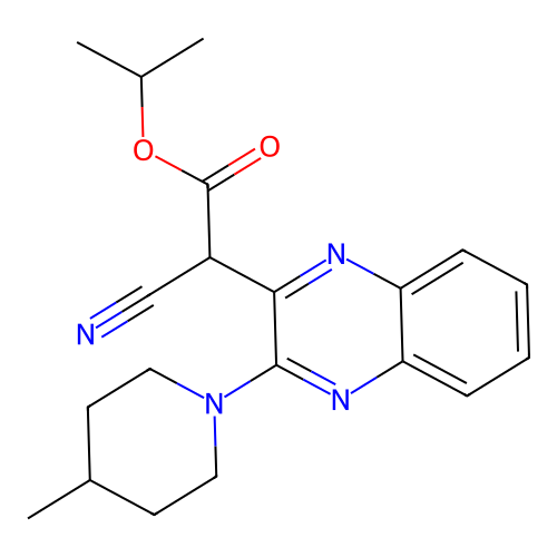 Propan-2-yl cyano[3-(4-methylpiperidin-1-yl)quinoxalin-2-yl]acetate structure