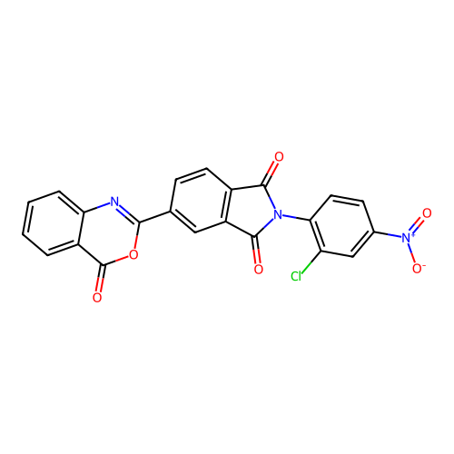 2-(2-chloro-4-nitrophenyl)-5-(4-oxo-4H-3,1-benzoxazin-2-yl)-1H-isoindole-1,3(2H)-dione structure