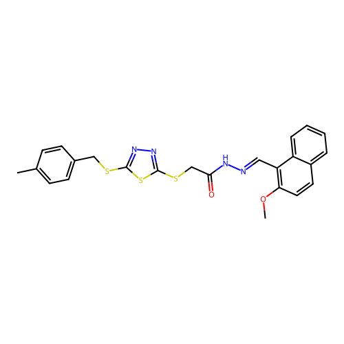 (E)-N'-((2-methoxynaphthalen-1-yl)methylene)-2-((5-((4-methylbenzyl)thio)-1,3,4-thiadiazol-2-yl)thio)acetohydrazide structure
