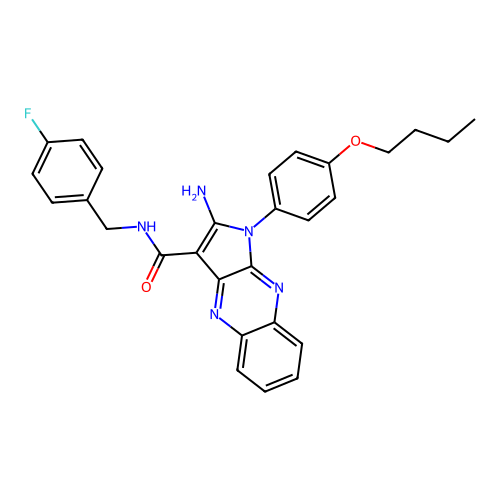 2-amino-1-(4-butoxyphenyl)-N-(4-fluorobenzyl)-1H-pyrrolo[2,3-b]quinoxaline-3-carboxamide structure