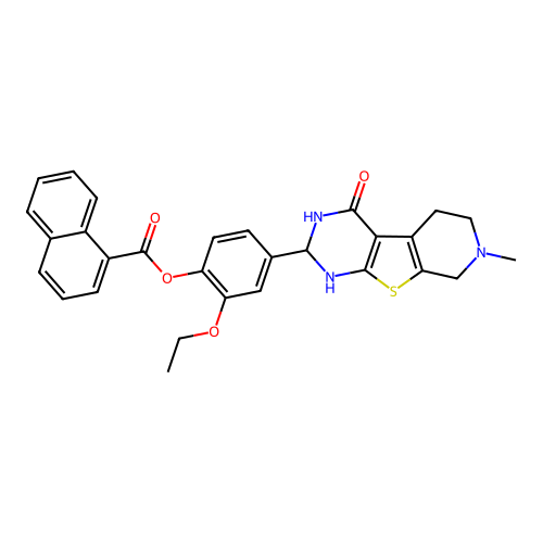 2-ethoxy-4-(4-hydroxy-7-methyl-1,2,5,6,7,8-hexahydropyrido[4',3':4,5]thieno[2,3-d]pyrimidin-2-yl)phenyl naphthalene-1-carboxylate structure