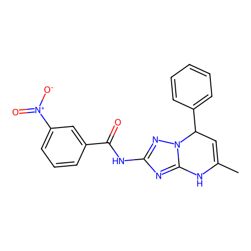 N-(5-methyl-7-phenyl-4,7-dihydro[1,2,4]triazolo[1,5-a]pyrimidin-2-yl)-3-nitrobenzamide structure