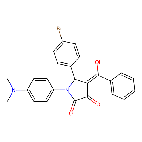 (4E)-5-(4-bromophenyl)-1-(4-dimethylaminophenyl)-4-[hydroxy(phenyl)methylidene]pyrrolidine-2,3-dione structure