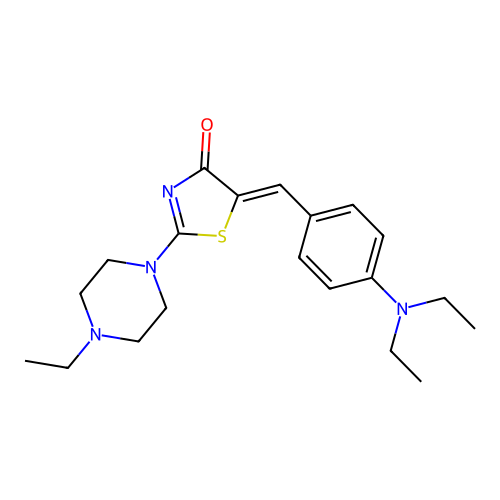 (5Z)-5-[4-(diethylamino)benzylidene]-2-(4-ethylpiperazin-1-yl)-1,3-thiazol-4(5H)-one structure