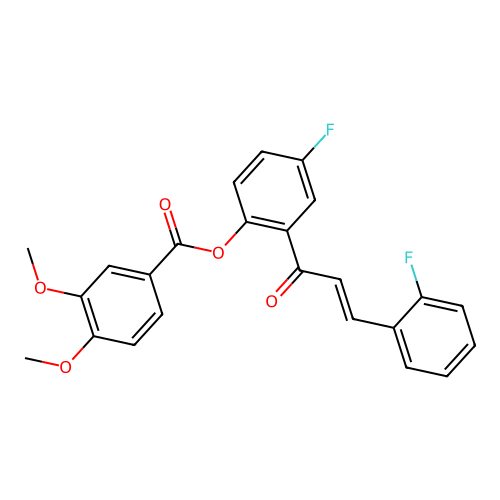 4-fluoro-2-[(2E)-3-(2-fluorophenyl)prop-2-enoyl]phenyl 3,4-dimethoxybenzoate structure
