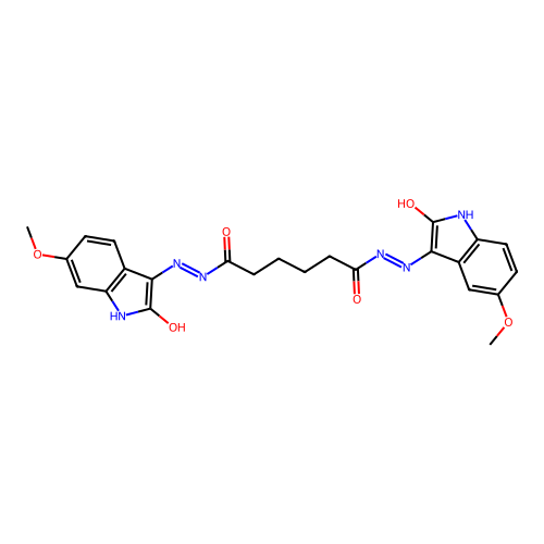 6-N'-(5-methoxy-2-oxoindol-3-yl)-1-N'-(6-methoxy-2-oxoindol-3-yl)hexanedihydrazide structure