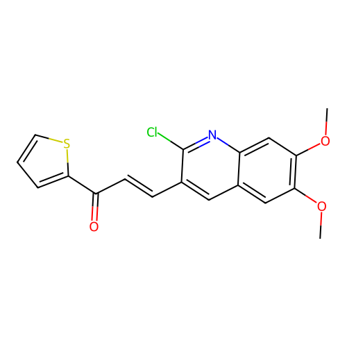 3-(2-Chloro-6,7-dimethoxy-3-quinolinyl)-1-(2-thienyl)-2-propen-1-one structure