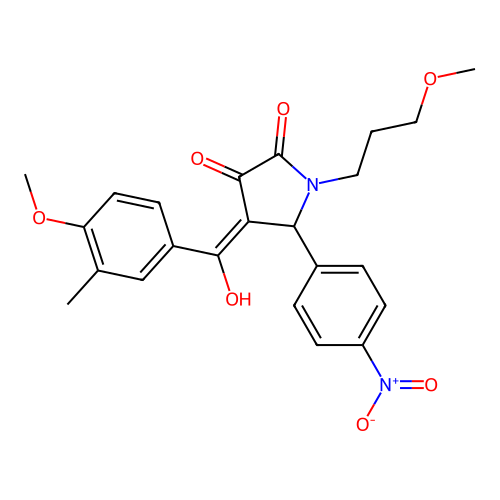 (4E)-4-[hydroxy(4-methoxy-3-methylphenyl)methylidene]-1-(3-methoxypropyl)-5-(4-nitrophenyl)pyrrolidine-2,3-dione structure