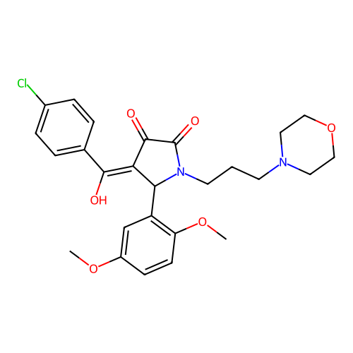 (4E)-4-[(4-chlorophenyl)-hydroxymethylidene]-5-(2,5-dimethoxyphenyl)-1-(3-morpholin-4-ylpropyl)pyrrolidine-2,3-dione structure