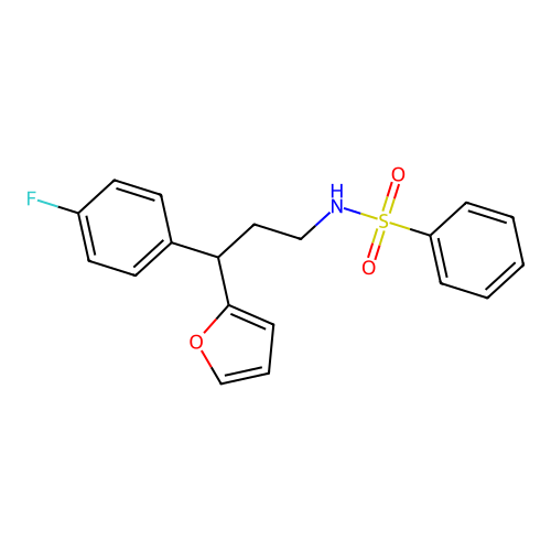 N-[3-(4-fluorophenyl)-3-(furan-2-yl)propyl]benzenesulfonamide structure