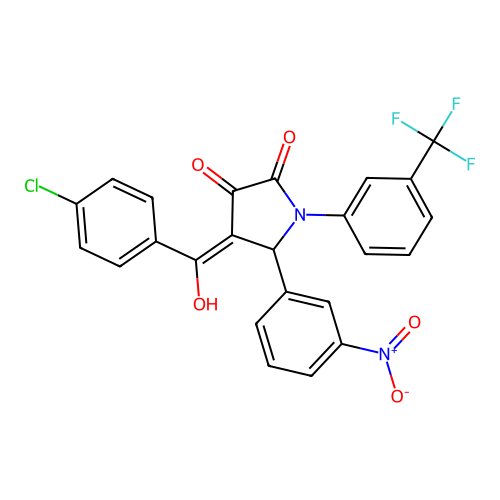 (4E)-4-[(4-chlorophenyl)(hydroxy)methylidene]-5-(3-nitrophenyl)-1-[3-(trifluoromethyl)phenyl]pyrrolidine-2,3-dione structure