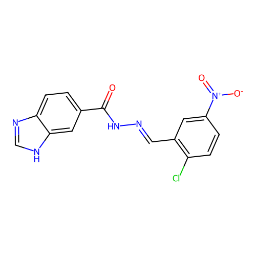 N'-[(E)-(2-chloro-5-nitrophenyl)methylidene]-1H-benzimidazole-6-carbohydrazide structure