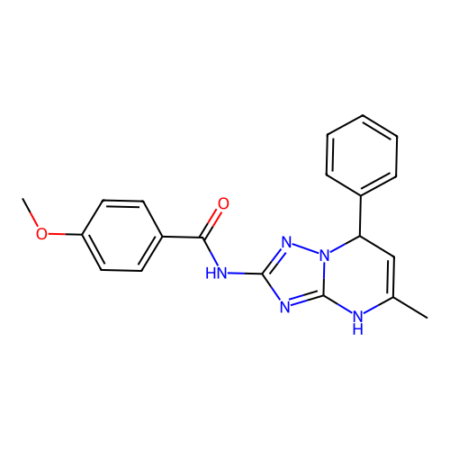 4-methoxy-N-(5-methyl-7-phenyl-4,7-dihydro[1,2,4]triazolo[1,5-a]pyrimidin-2-yl)benzamide structure
