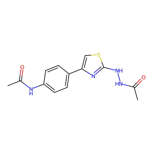 N-(4-{2-[(acetylamino)amino]-1,3-thiazol-4-yl}phenyl)acetamide structure