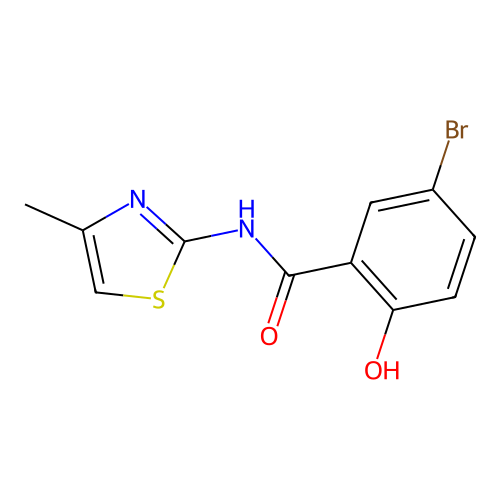 5-bromo-2-hydroxy-N-(4-methyl-1,3-thiazol-2-yl)benzamide structure