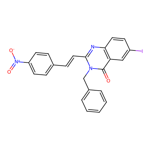 3-benzyl-6-iodo-2-[(E)-2-(4-nitrophenyl)ethenyl]quinazolin-4(3H)-one structure