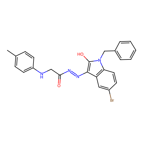 (Z)-N'-(1-benzyl-5-bromo-2-oxoindolin-3-ylidene)-2-(p-tolylamino)acetohydrazide structure