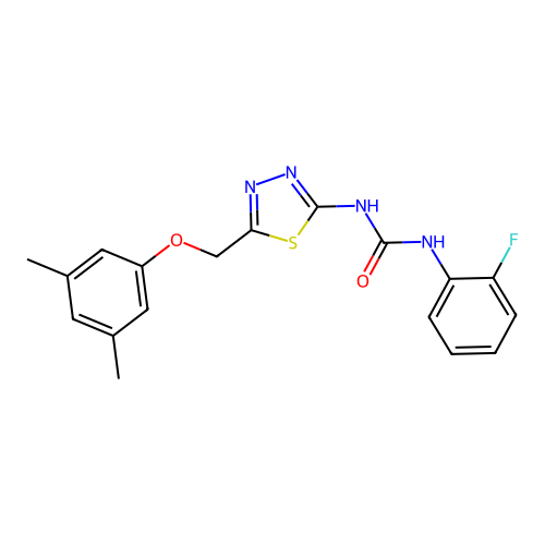 1-(5-((3,5-Dimethylphenoxy)methyl)-1,3,4-thiadiazol-2-yl)-3-(2-fluorophenyl)urea structure