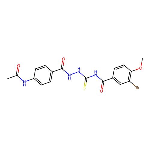 N-({2-[4-(acetylamino)benzoyl]hydrazino}carbothioyl)-3-bromo-4-methoxybenzamide structure