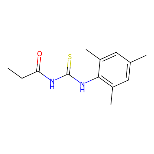 N-[(2,4,6-trimethylphenyl)carbamothioyl]propanamide structure