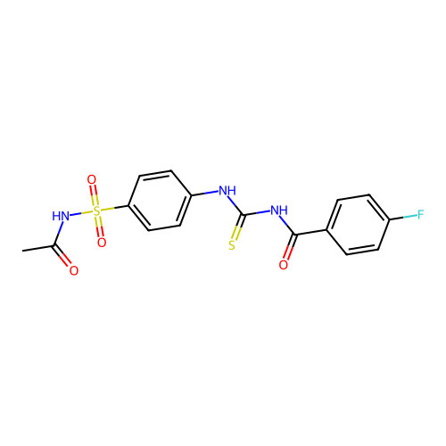 N-[[4-(acetylsulfamoyl)phenyl]carbamothioyl]-4-fluorobenzamide structure