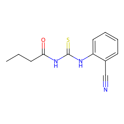 N-[(2-cyanophenyl)carbamothioyl]butanamide structure