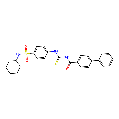 N-[[4-(cyclohexylsulfamoyl)phenyl]carbamothioyl]-4-phenylbenzamide structure