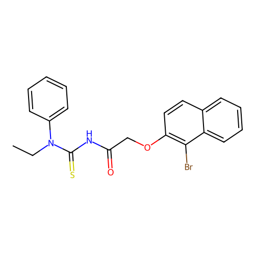 N'-{[(1-bromo-2-naphthyl)oxy]acetyl}-N-ethyl-N-phenylthiourea structure