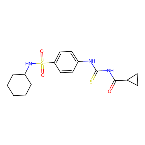 N-[[4-(cyclohexylsulfamoyl)phenyl]carbamothioyl]cyclopropanecarboxamide structure