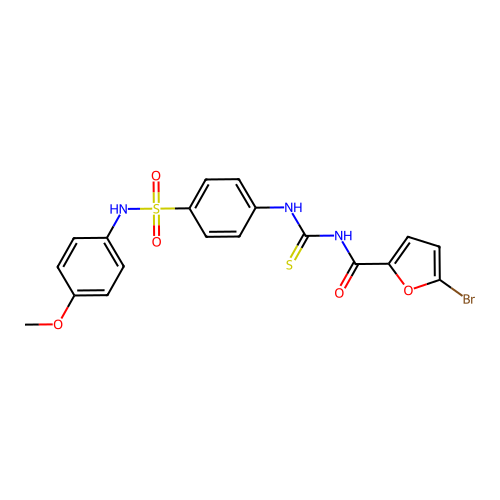 5-bromo-N-{[(4-{[(4-methoxyphenyl)amino]sulfonyl}phenyl)amino]carbonothioyl}-2-furamide structure