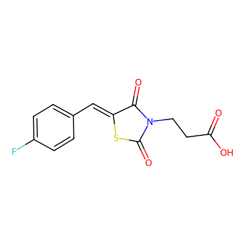 3-{5-[(4-Fluorophenyl)methylene]-2,4-dioxo-1,3-thiazolidin-3-yl}propanoic acid structure