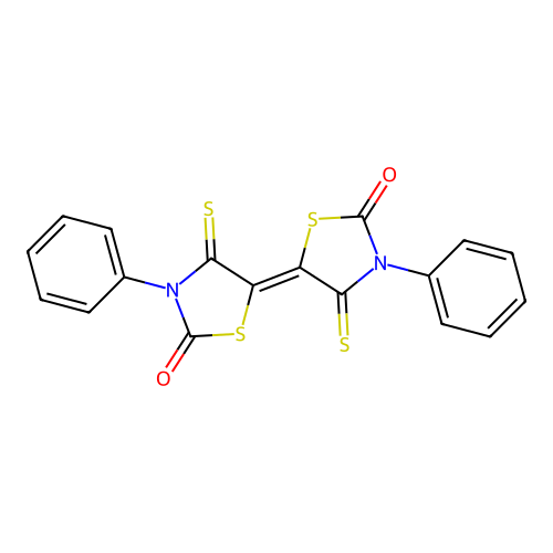 (5E)-5-(2-oxo-3-phenyl-4-thioxo-1,3-thiazolidin-5-ylidene)-3-phenyl-4-thioxo-1,3-thiazolidin-2-one structure