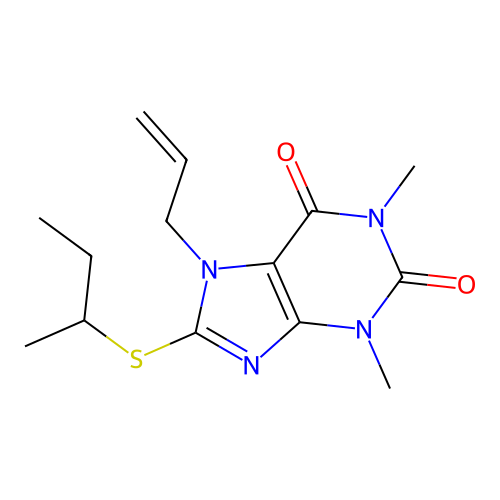 7-allyl-8-(sec-butylthio)-1,3-dimethyl-3,7-dihydro-1H-purine-2,6-dione structure