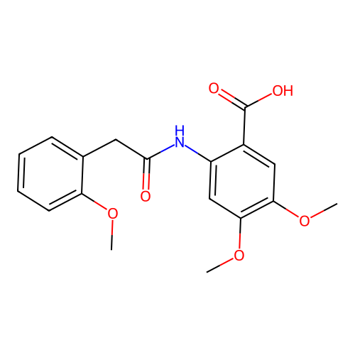 4,5-Dimethoxy-2-{[(2-methoxyphenyl)acetyl]amino}benzoic acid structure
