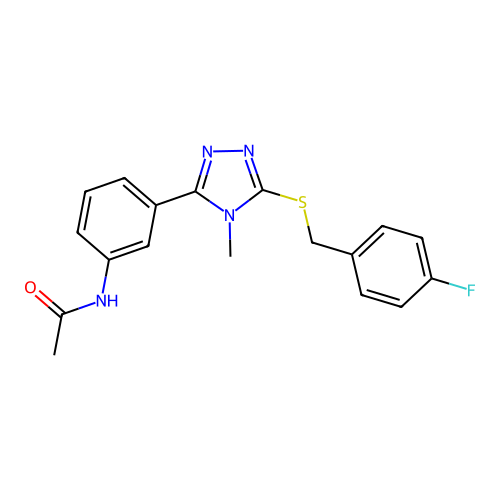 N-(3-(5-((4-fluorobenzyl)thio)-4-methyl-4H-1,2,4-triazol-3-yl)phenyl)acetamide structure