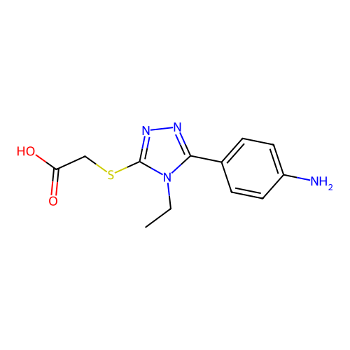 {[5-(4-aminophenyl)-4-ethyl-4H-1,2,4-triazol-3-yl]sulfanyl}acetic acid structure