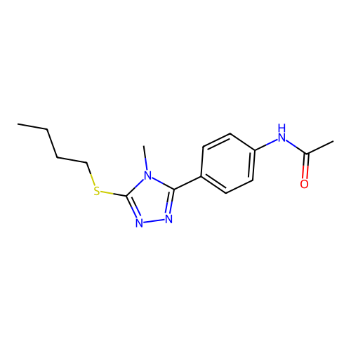 N-{4-[5-(butylsulfanyl)-4-methyl-4H-1,2,4-triazol-3-yl]phenyl}acetamide structure