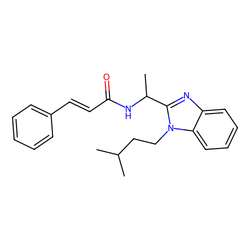 (2E)-N-{1-[1-(3-methylbutyl)-1H-benzimidazol-2-yl]ethyl}-3-phenylprop-2-enamide structure