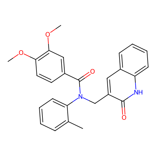 3,4-dimethoxy-N-(2-methylphenyl)-N-[(2-oxo-1H-quinolin-3-yl)methyl]benzamide structure