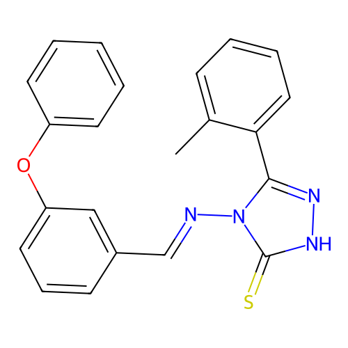 3-(2-methylphenyl)-4-[(E)-(3-phenoxyphenyl)methylideneamino]-1H-1,2,4-triazole-5-thione structure