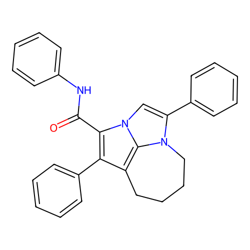 N,1,4-triphenyl-5,6,7,8-tetrahydro-2a,4a-diazacyclopenta[cd]azulene-2-carboxamide structure