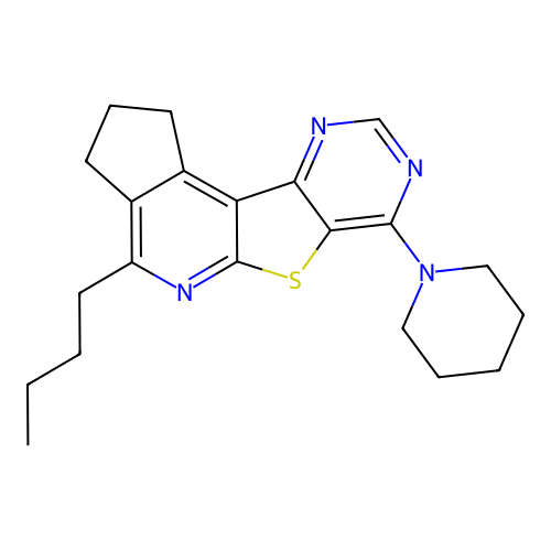 4-butyl-7-(piperidin-1-yl)-2,3-dihydro-1H-cyclopenta[4',5']pyrido[3',2':4,5]thieno[3,2-d]pyrimidine structure
