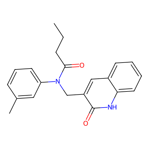 N-(3-methylphenyl)-N-[(2-oxo-1H-quinolin-3-yl)methyl]butanamide structure