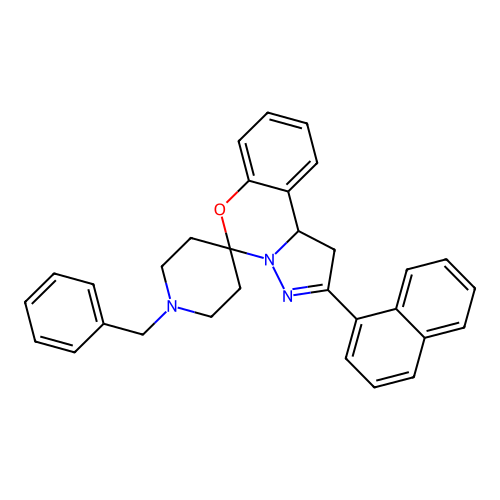 1'-benzyl-2-(naphthalen-1-yl)-1,10b-dihydrospiro[benzo[e]pyrazolo[1,5-c][1,3]oxazine-5,4'-piperidine] structure