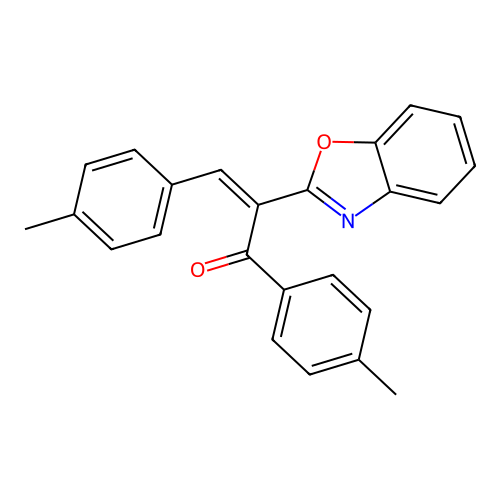 (2Z)-2-benzoxazol-2-yl-1,3-bis(4-methylphenyl)prop-2-en-1-one structure