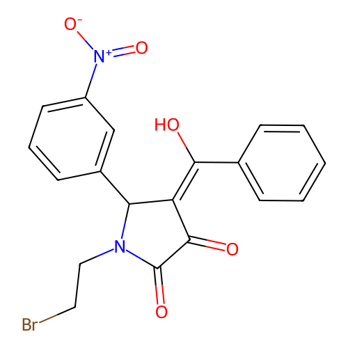 (4E)-1-(2-bromoethyl)-4-[hydroxy(phenyl)methylidene]-5-(3-nitrophenyl)pyrrolidine-2,3-dione structure