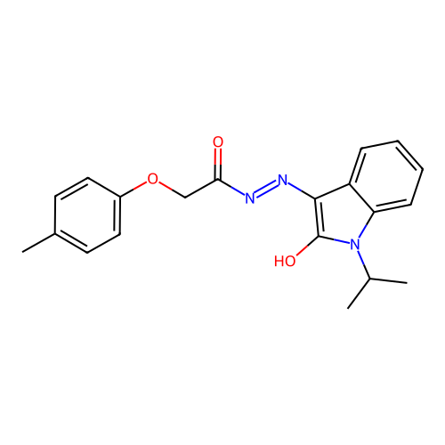 (Z)-N'-(1-isopropyl-2-oxoindolin-3-ylidene)-2-(p-tolyloxy)acetohydrazide structure