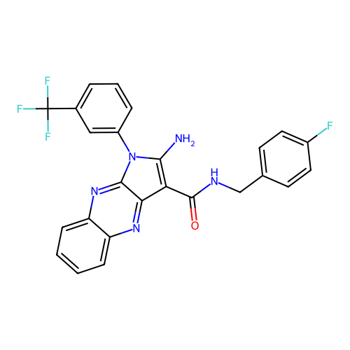 2-amino-N-(4-fluorobenzyl)-1-(3-(trifluoromethyl)phenyl)-1H-pyrrolo[2,3-b]quinoxaline-3-carboxamide structure