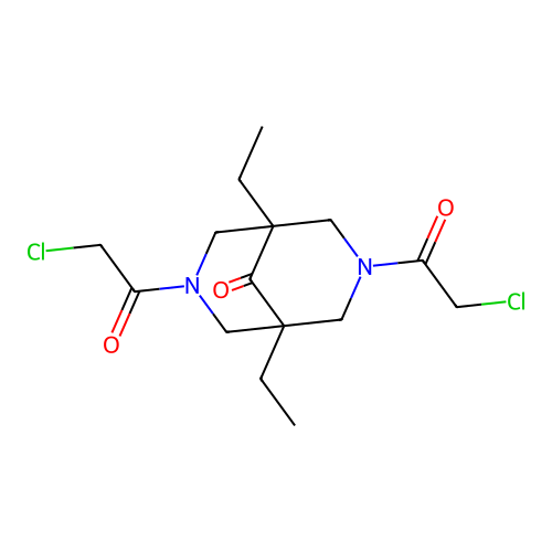 3,7-Bis(2-chloroacetyl)-1,5-diethyl-3,7-diazabicyclo[3.3.1]nonan-9-one structure